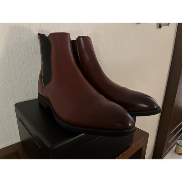 Men\'s Pointed Toe Pull Chelsea Ankle Boots Leather High Top Dress Shoes Size 46 main image 10